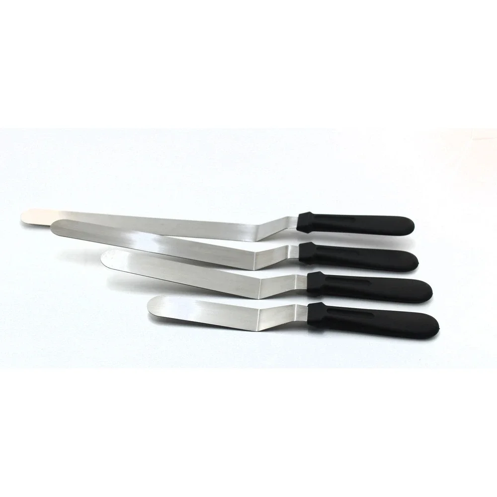 4 Piece Stainless Steel Offset Icing Spatula Set Cake Decorating Tools Black